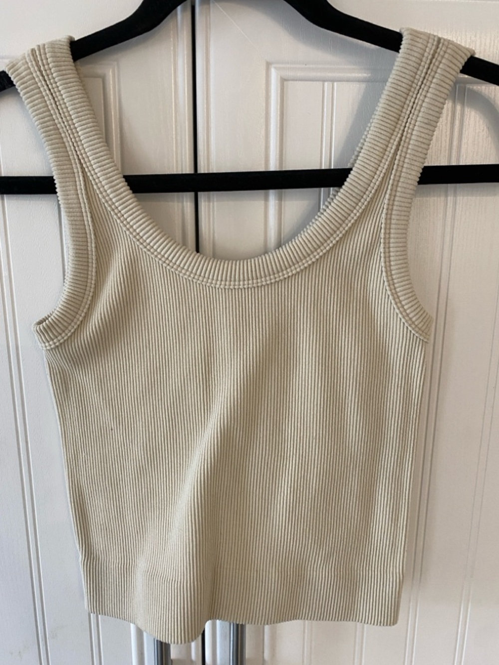 Zenana Outfitters Ribbed Scoop Tank Top - Cream